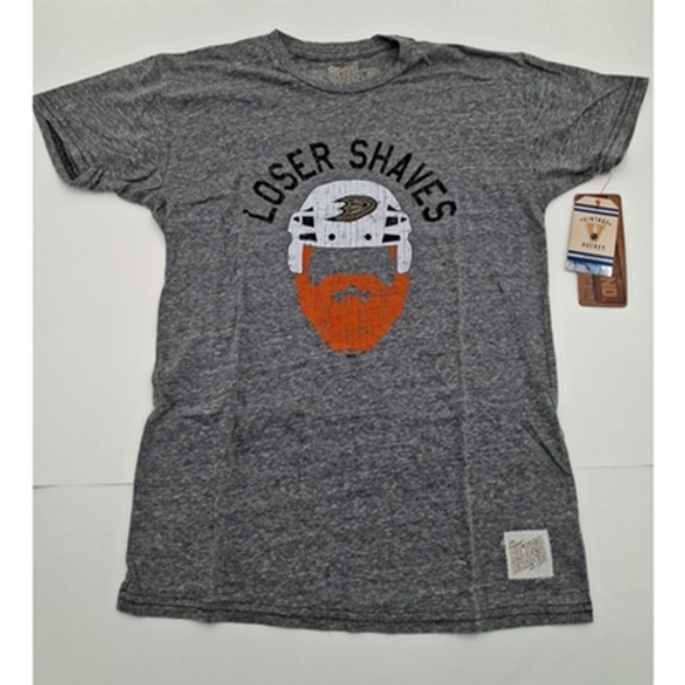 Anaheim Ducks Retro Brand Gray Loser Shaves Beard Soft Tri-Blend T-Shirt, New